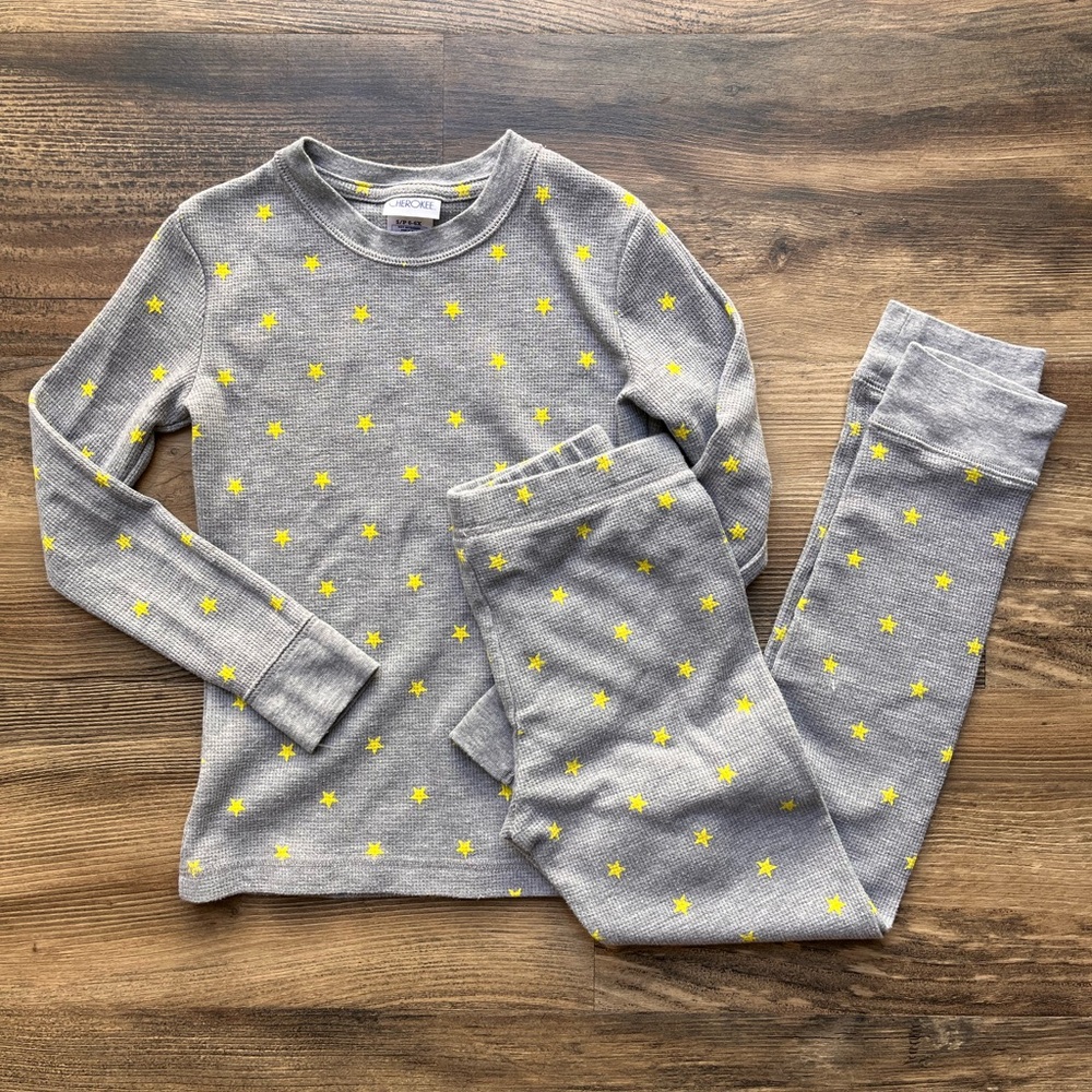 Cherokee Gray Matching Set with Yellow Star Print Small 6-6X